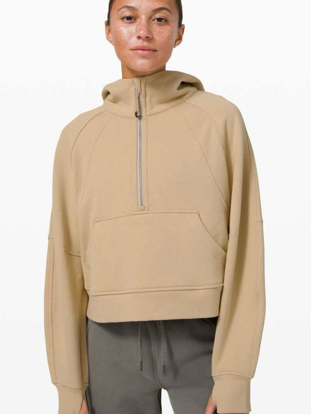 Lululemon Scuba Half-Zip Hoodie in Tan size XS/S